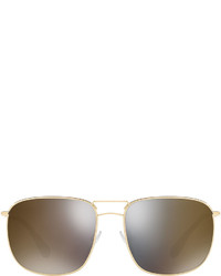 Prada Classic Metal Square Mirrored Sunglasses Gold