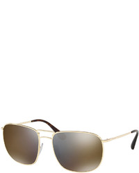 Prada Classic Metal Square Mirrored Sunglasses Gold