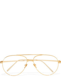 Linda Farrow Convertible Aviator Style Gold Plated Mirrored Sunglasses
