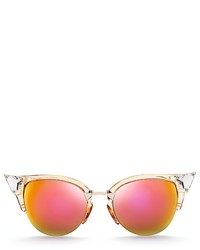 Fendi Crystal Embellished Mirrored Cat Eye Sunglasses 50mm