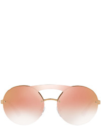 Prada Curved Brow Bar Round Sunglasses