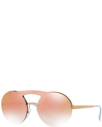 Prada Curved Brow Bar Round Sunglasses