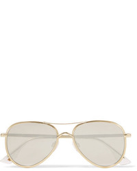 Le Specs Empire Aviator Style Gold Tone Mirrored Sunglasses