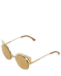 Fendi Gold Colored Metal Cat Eye Sunglasses
