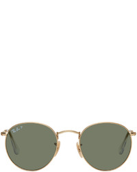 Ray-Ban Gold And Green Round Metal Sunglasses