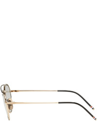 Thom Browne Gold Aviator Glasses