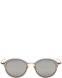 Thom Browne Grey And Gold Round Sunglasses