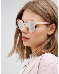 Asos Half Kitten Metal Sunglasses With Rose Gold Flash Lens
