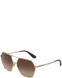 Dolce & Gabbana Hexagonal Aviator Sunglasses Gold