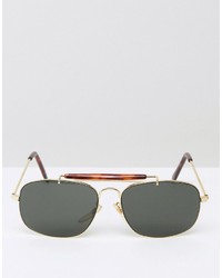 Reclaimed Vintage Inspired Aviator Sunglasses In Gold