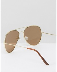Reclaimed Vintage Inspired Aviator Sunglasses In Gold