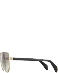 Prada Irregular Frame Aviator Sunglasses Golden