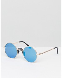 Jeepers Peepers Jeeper Peepers Round Sunglasses With Blue Lens