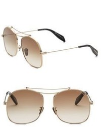 Alexander McQueen Kering 59mm Rectangular Square Sunglasses