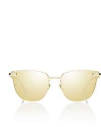 Le Specs Luxe Pharaoh Square Mirrored Sunglasses Gold