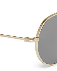 Oliver Peoples M 4 Round Frame Gold Tone Metal Sunglasses