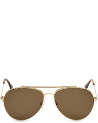 Tom Ford Metal Doubled Brow Aviator Sunglasses Gold