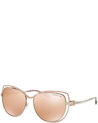 Michael Kors Michl Kors Wire Rim Mirrored Cat Eye Sunglasses Rose Gold