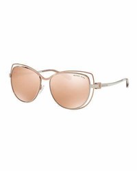 Michael Kors Michl Kors Wire Rim Mirrored Cat Eye Sunglasses Rose Gold