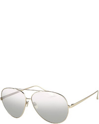 Linda Farrow Mirrored Aviator Sunglasses White Metal