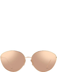 Linda Farrow Mirrored Oval Sunglasses Rose Gold