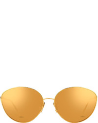 Linda Farrow Mirrored Oval Sunglasses Yellow Gold