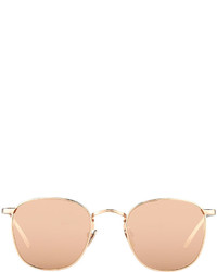Linda Farrow Mirrored Square Metal Sunglasses Rose Gold