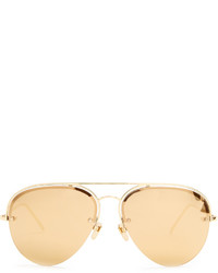 Linda Farrow Mirrored Yellow Gold Plated Aviator Sunglasses
