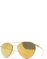 Mykita Maison Margiela Essential Angular Aviator Sunglasses Gold