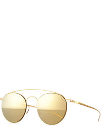 Mykita Margiela Round Stainless Steel Double Bridge Sunglasses Golden Mirrored
