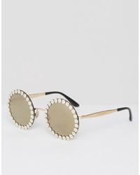 Dolce & Gabbana Over Sized Round Sunglasses With Daisy Detail