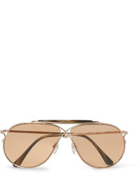 Tom Ford Private Collection Aviator Style Horn Trimmed Rose Gold Tone Photochromic Sunglasses