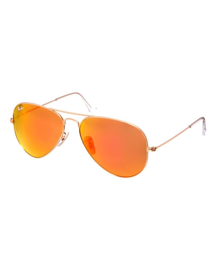 Ray Ban Orange Mirror Aviator Sunglasses 254 Asos Lookastic