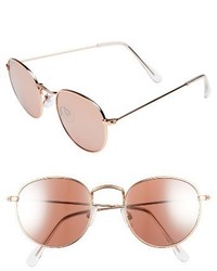 Realm 50mm Round Sunglasses Rose Gold Mirror