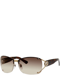 Gucci Rimless Logo Temple Sunglasses Light Goldhavana