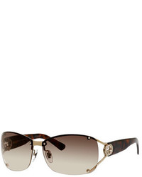 Gucci Rimless Logo Temple Sunglasses Light Goldhavana