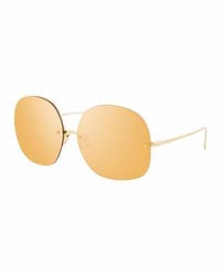 Linda Farrow Rimless Oversized Square Sunglasses Gold