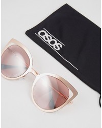 Asos Rose Gold Cut Away Cat Eye Metal Sunglasses