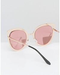 Asos Rose Gold Cut Away Cat Eye Metal Sunglasses