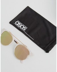 Asos Rose Gold High Bar Retro Sunglasses
