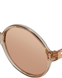 Linda Farrow Round Acetate Metal Sunglasses Rose Gold