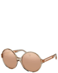 Linda Farrow Round Acetate Metal Sunglasses Rose Gold
