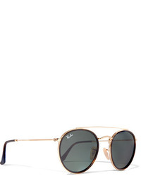 Ray-Ban Round Frame Gold Tone And Tortoiseshell Acetate Sunglasses