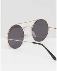 Asos Round Sunglasses With Gold Mirror Lens