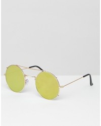 Asos Round Sunglasses With Gold Mirror Lens