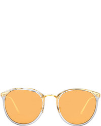 Linda Farrow Rounded Cat Eye Sunglasses Crystal Gold