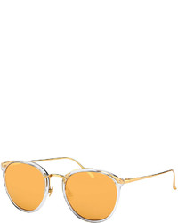 Linda Farrow Rounded Cat Eye Sunglasses Crystal Gold