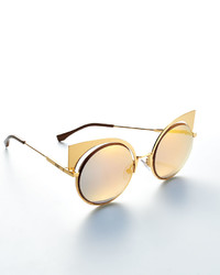 Fendi Runway Mirrored Cutout Sunglasses Gold