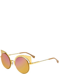Fendi Runway Mirrored Cutout Sunglasses Gold