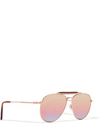Tom Ford Sean Aviator Style Rose Gold Tone Mirrored Sunglasses Pink
